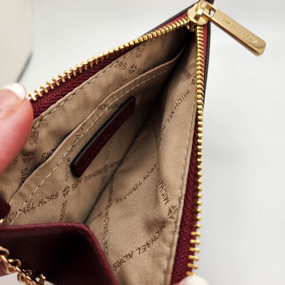 Michael Kors Jet Set Coin Pouch Wallet with Keychain - NWT - Mulberry Red - Picture 4 of 7